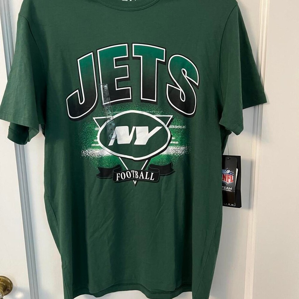 47 Brand, NFL New York Jets green t-shirt with 'JETS' text and 'NY FOOTBALL' log